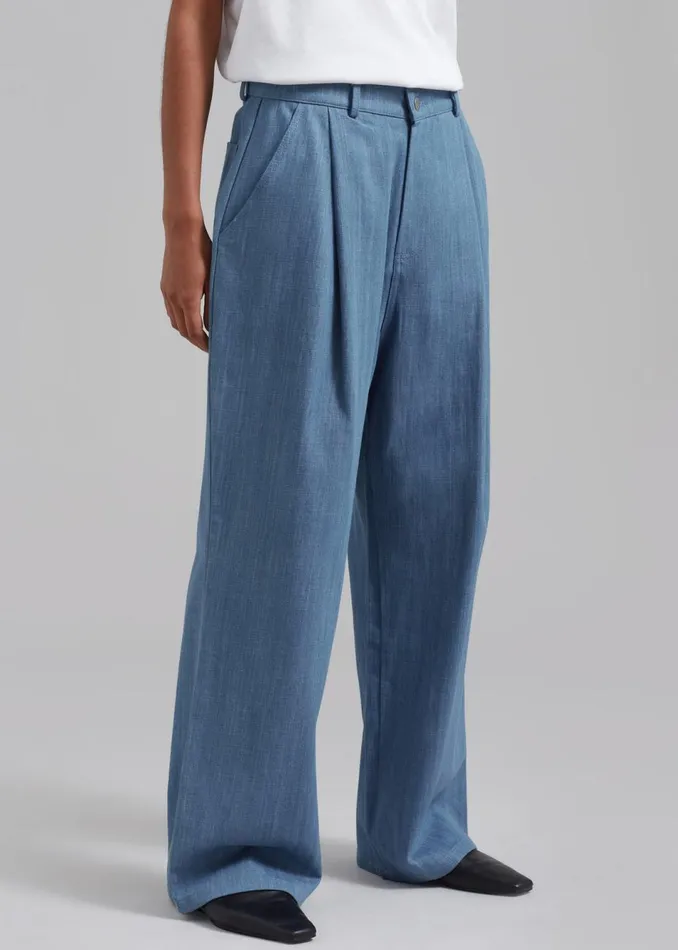 Women The Frankie Shop Bottoms Jan Denim Pants Blue