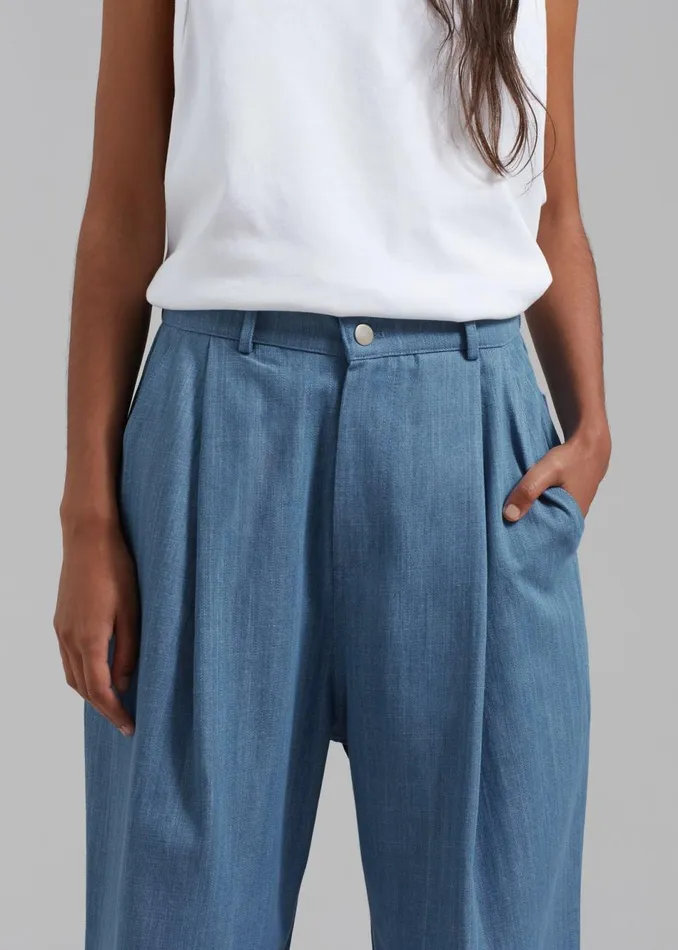 Women The Frankie Shop Bottoms Jan Denim Pants Blue