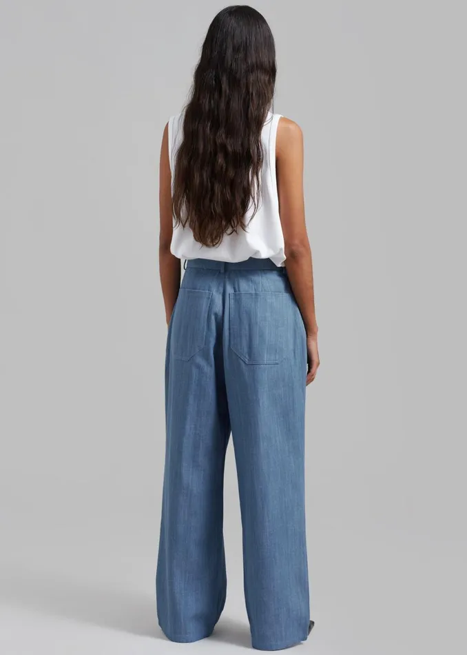 Women The Frankie Shop Bottoms Jan Denim Pants Blue
