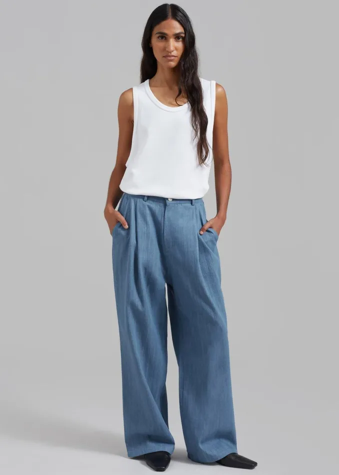 Women The Frankie Shop Bottoms Jan Denim Pants Blue