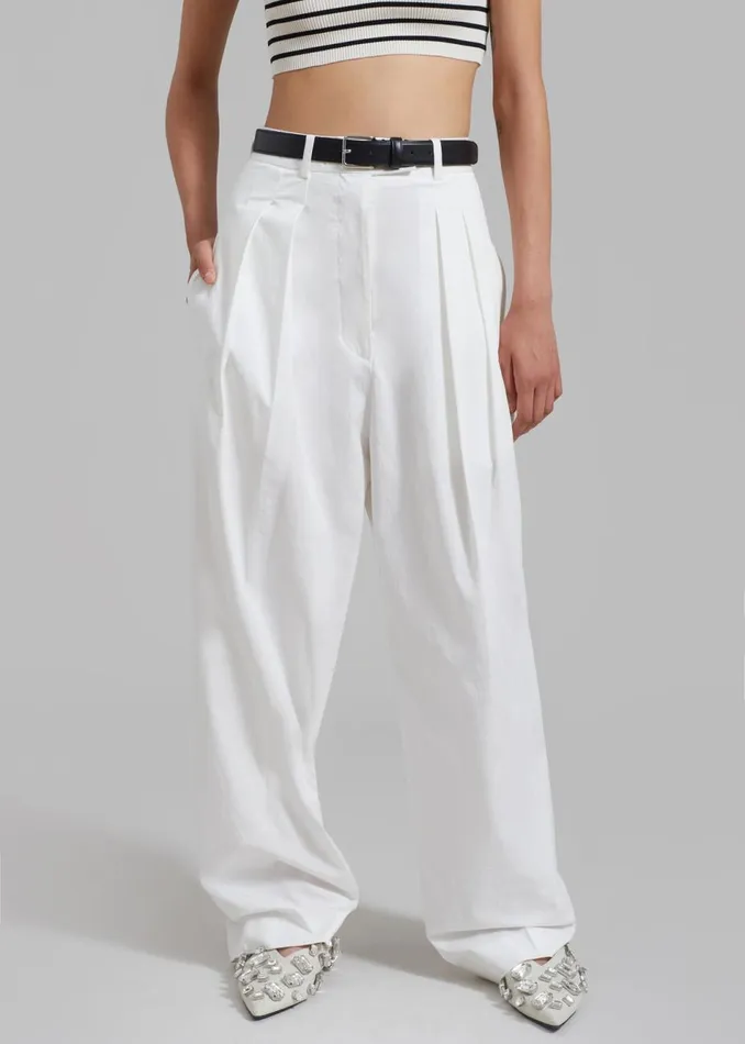 Women The Frankie Shop Bottoms Jayden Wide Pants White