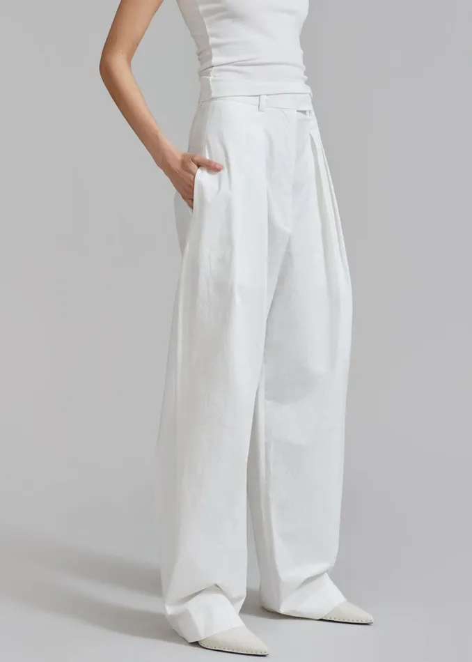 Women The Frankie Shop Bottoms Jayden Wide Pants White