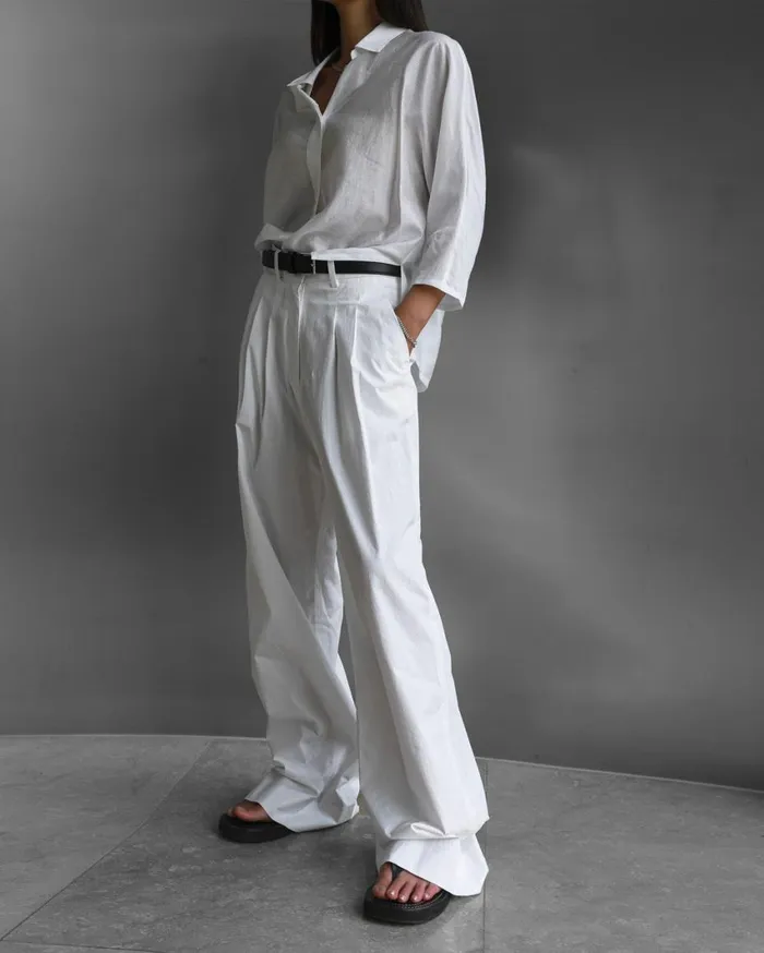 Women The Frankie Shop Bottoms Jayden Wide Pants White