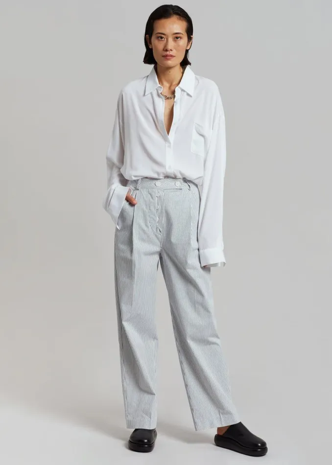 Women The Frankie Shop Bottoms Jess Wide Pants White Stripe