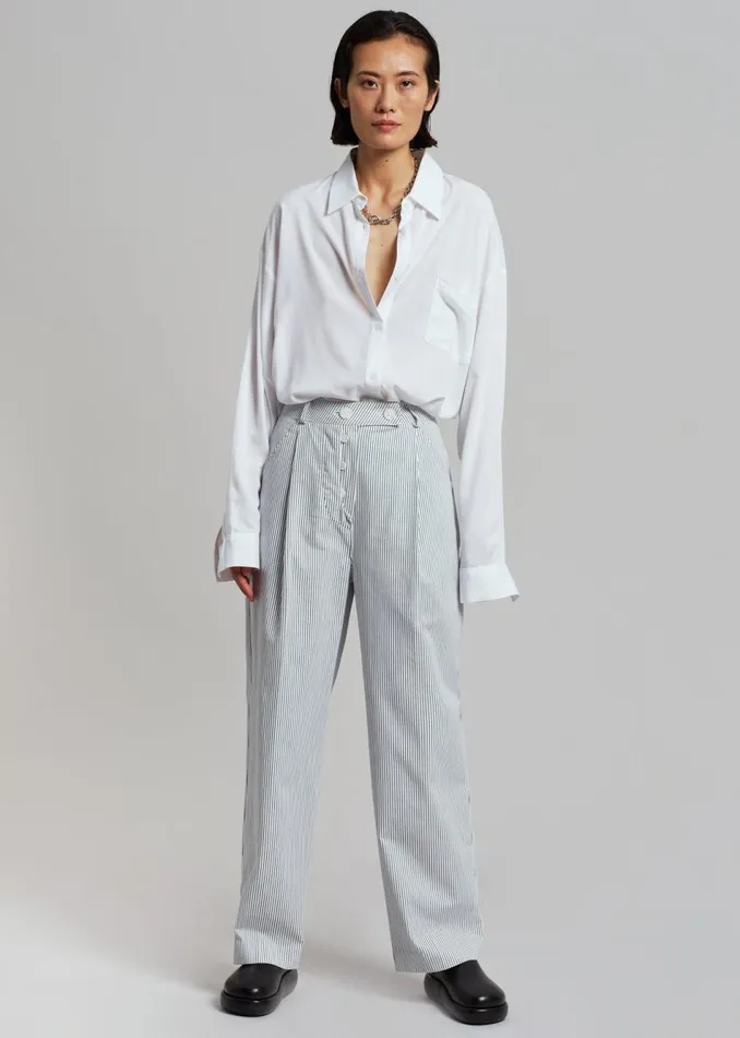 Women The Frankie Shop Bottoms Jess Wide Pants White Stripe