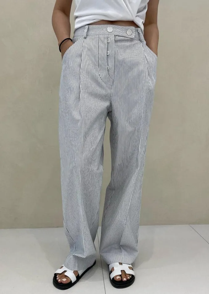 Women The Frankie Shop Bottoms Jess Wide Pants White Stripe