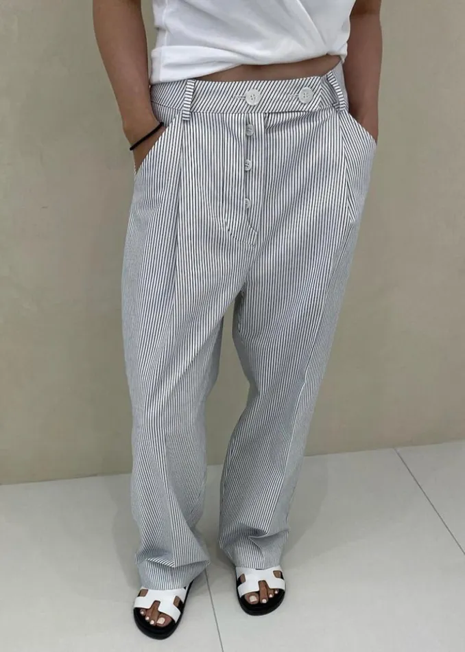 Women The Frankie Shop Bottoms Jess Wide Pants White Stripe