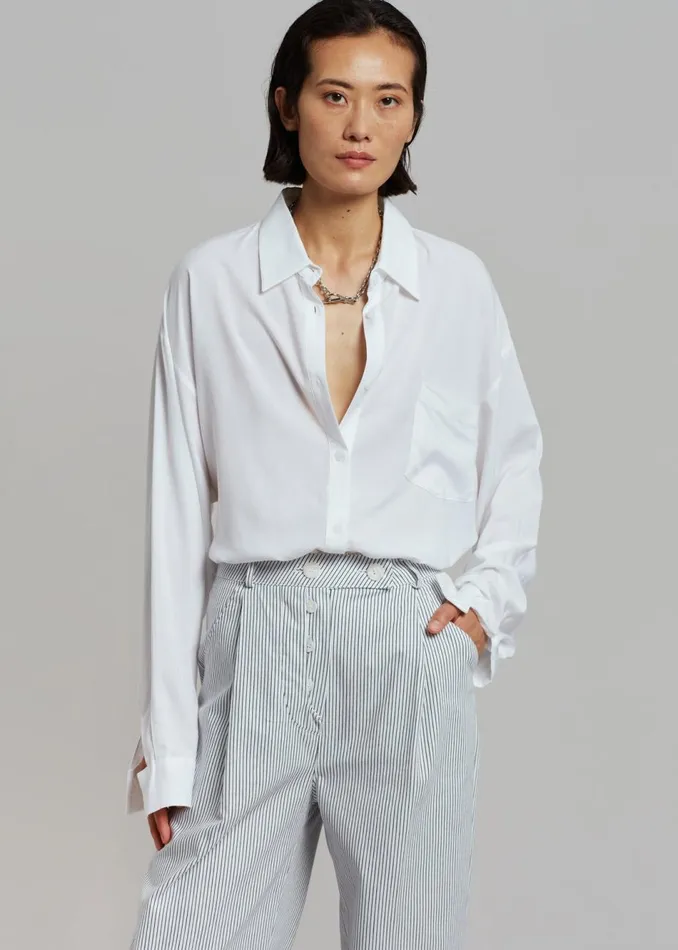 Women The Frankie Shop Bottoms Jess Wide Pants White Stripe
