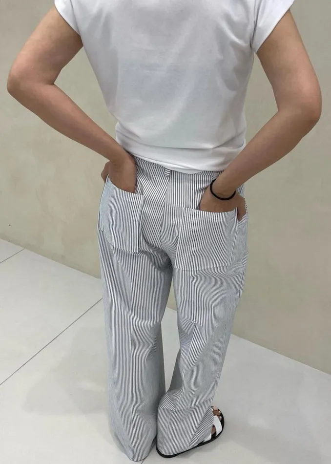 Women The Frankie Shop Bottoms Jess Wide Pants White Stripe