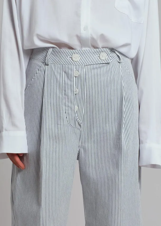 Women The Frankie Shop Bottoms Jess Wide Pants White Stripe