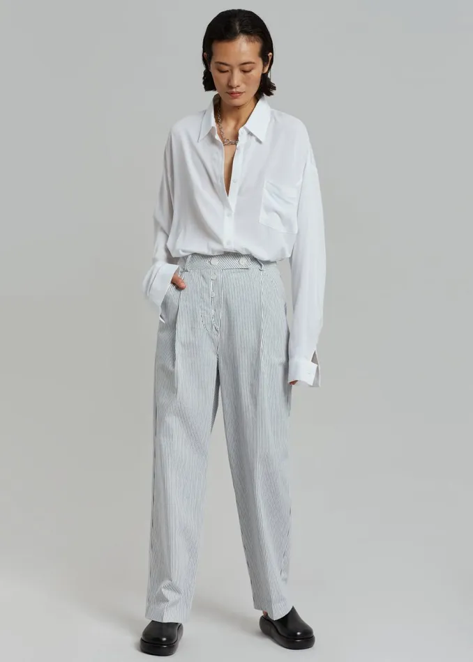 Women The Frankie Shop Bottoms Jess Wide Pants White Stripe