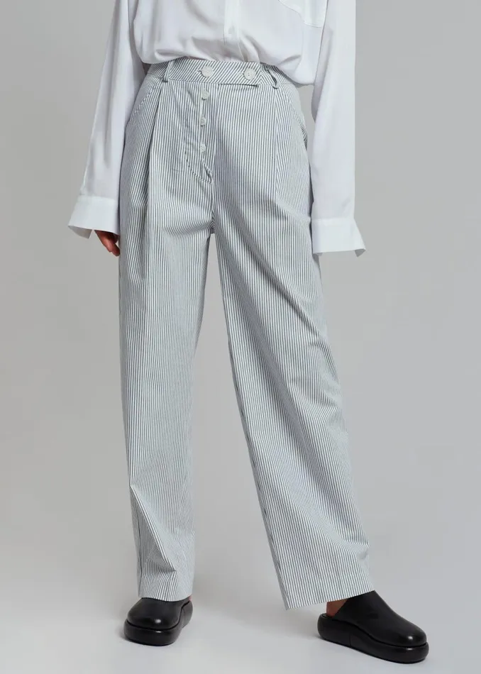 Women The Frankie Shop Bottoms Jess Wide Pants White Stripe