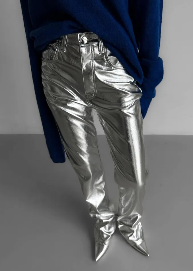 Women The Frankie Shop Bottoms Jesse Aluminium Pants Silver