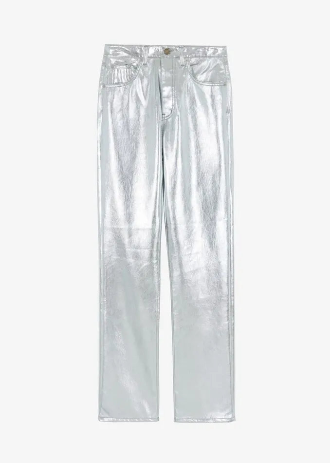 Women The Frankie Shop Bottoms Jesse Aluminium Pants Silver
