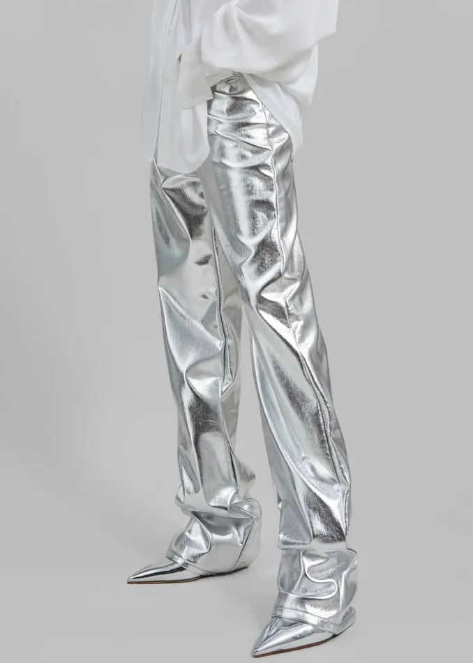 Women The Frankie Shop Bottoms Jesse Aluminium Pants Silver