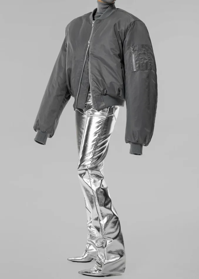Women The Frankie Shop Bottoms Jesse Aluminium Pants Silver