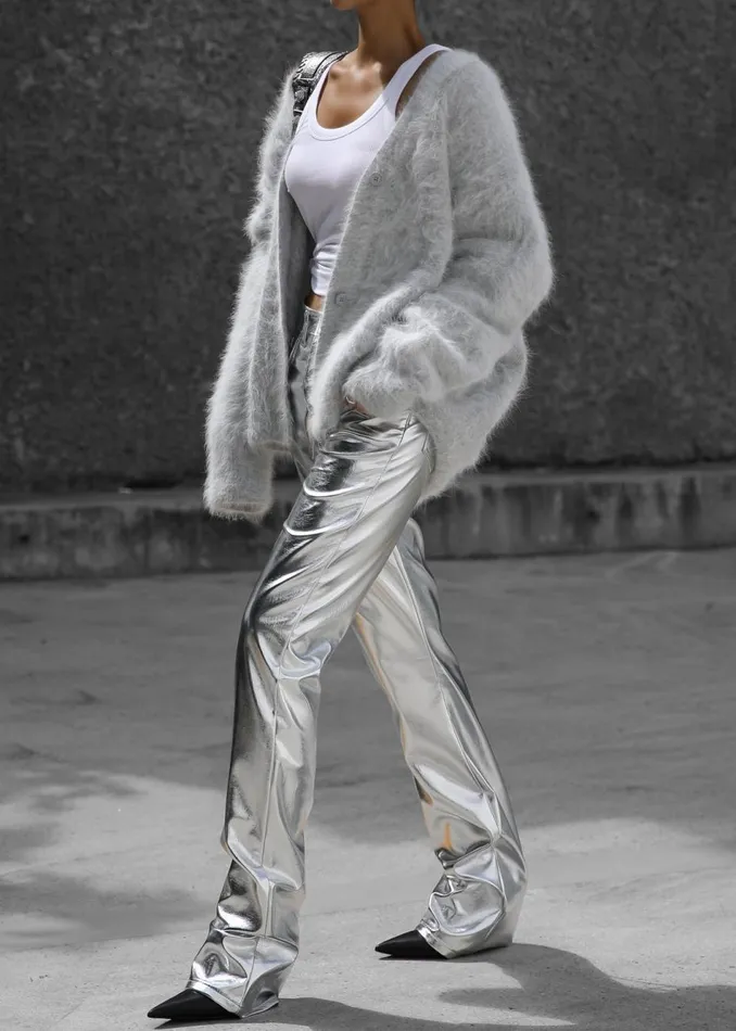 Women The Frankie Shop Bottoms Jesse Aluminium Pants Silver