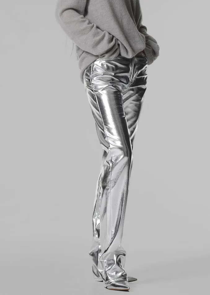 Women The Frankie Shop Bottoms Jesse Aluminium Pants Silver