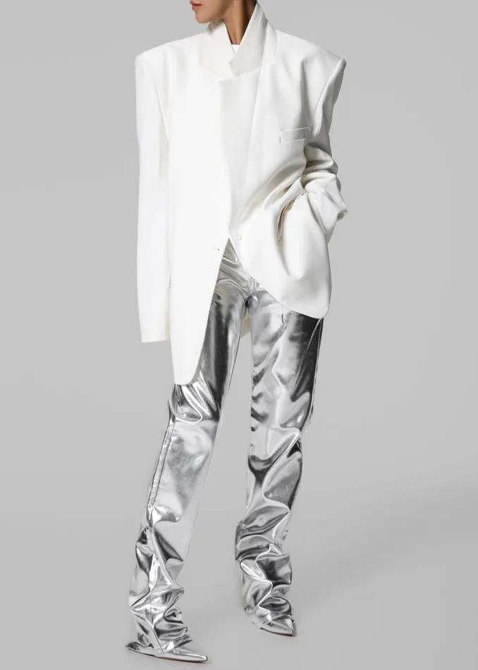 Women The Frankie Shop Bottoms Jesse Aluminium Pants Silver