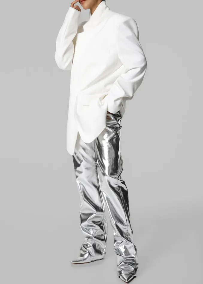 Women The Frankie Shop Bottoms Jesse Aluminium Pants Silver