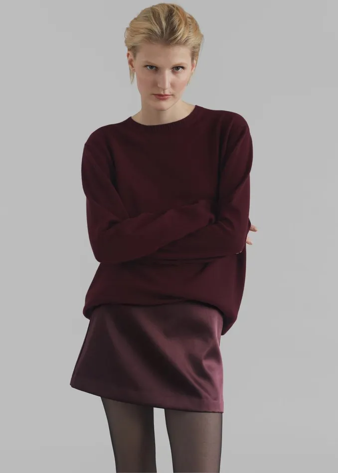 Women The Frankie Shop Bottoms Jo Satin Mini Skirt Burgundy