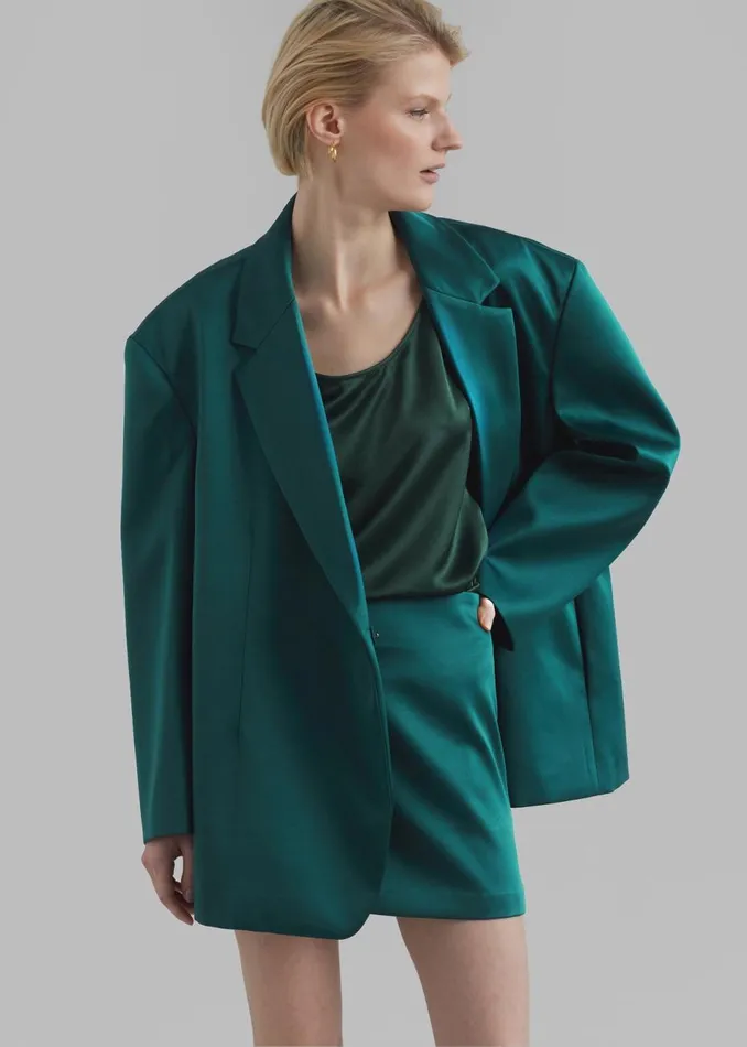 Women The Frankie Shop Bottoms Jo Satin Mini Skirt Deep Teal