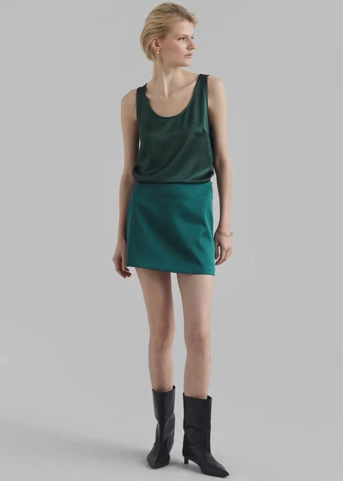 Women The Frankie Shop Bottoms Jo Satin Mini Skirt Deep Teal