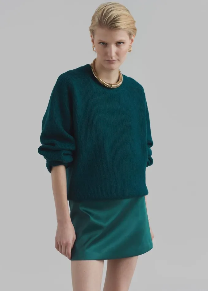 Women The Frankie Shop Bottoms Jo Satin Mini Skirt Deep Teal