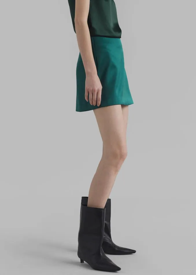 Women The Frankie Shop Bottoms Jo Satin Mini Skirt Deep Teal
