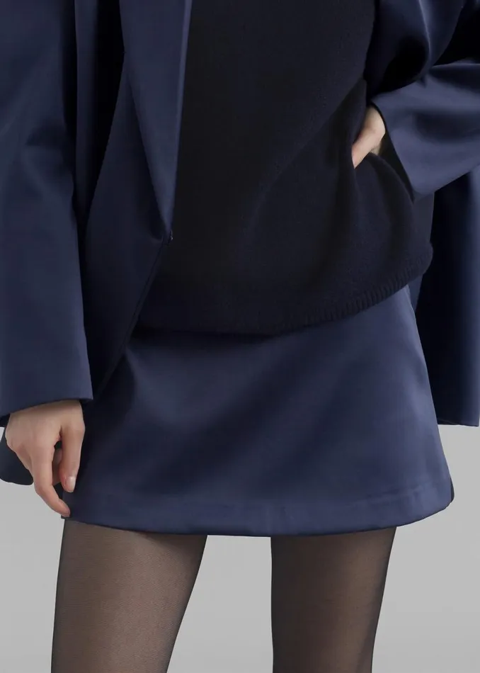 Women The Frankie Shop Bottoms Jo Satin Mini Skirt Navy