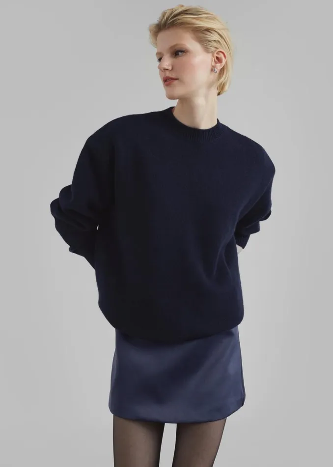 Women The Frankie Shop Bottoms Jo Satin Mini Skirt Navy