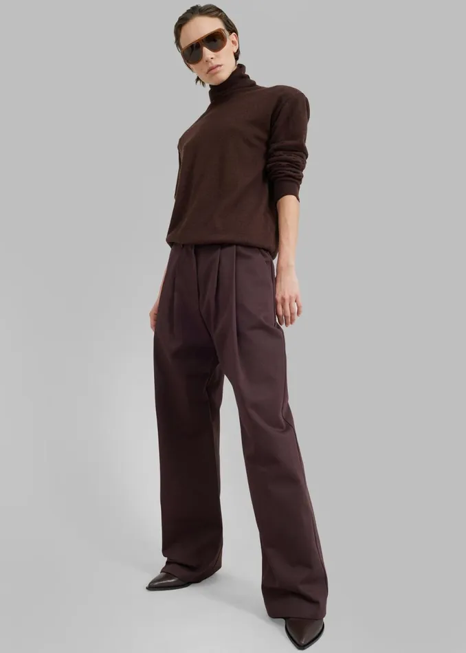 Women The Frankie Shop Bottoms Jordyn Pintuck Pants Brown