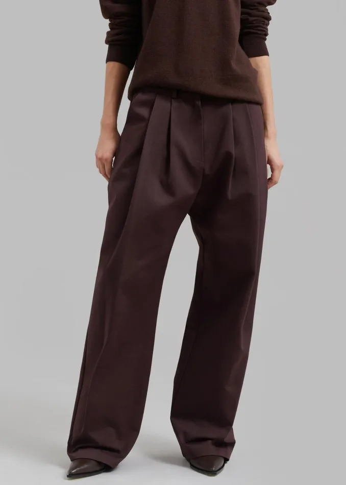 Women The Frankie Shop Bottoms Jordyn Pintuck Pants Brown