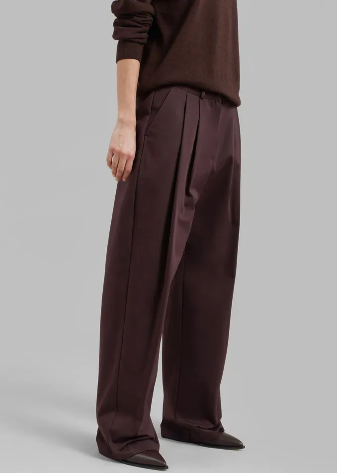 Women The Frankie Shop Bottoms Jordyn Pintuck Pants Brown