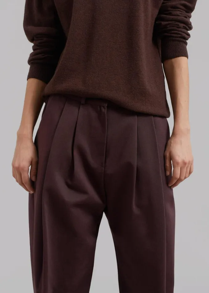 Women The Frankie Shop Bottoms Jordyn Pintuck Pants Brown