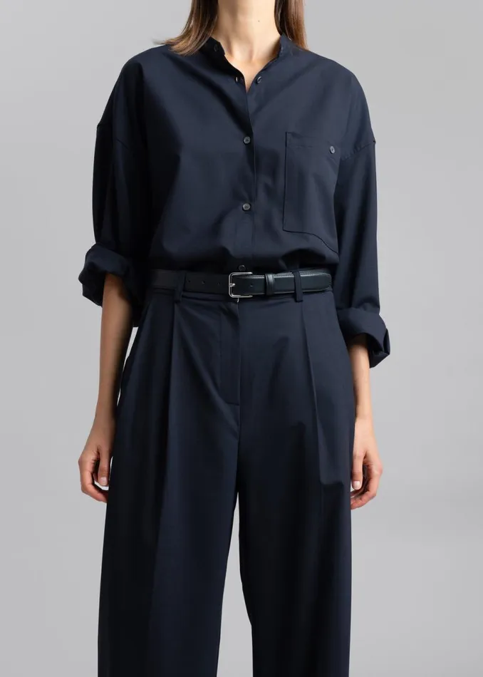Women The Frankie Shop Bottoms Jour Pleated Pants Deep Navy