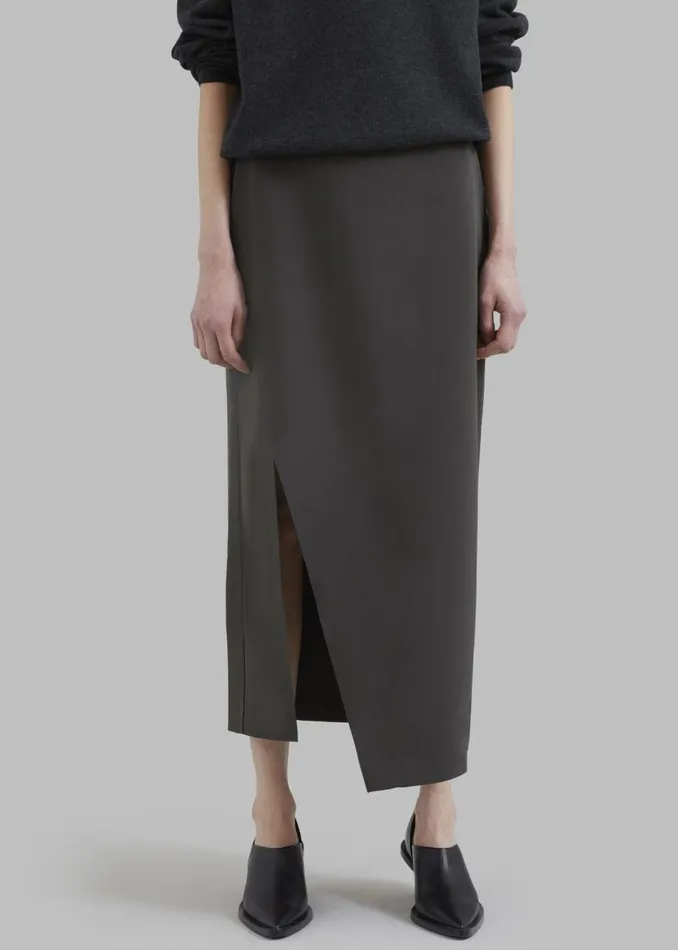 Women The Frankie Shop Bottoms Joy Side Slit Midi Skirt Charcoal