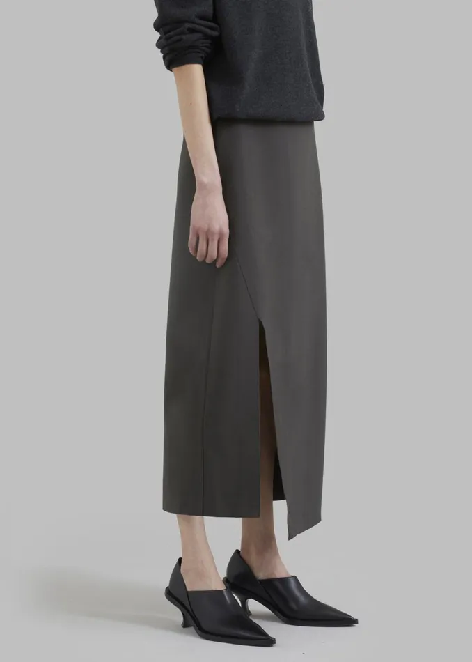 Women The Frankie Shop Bottoms Joy Side Slit Midi Skirt Charcoal