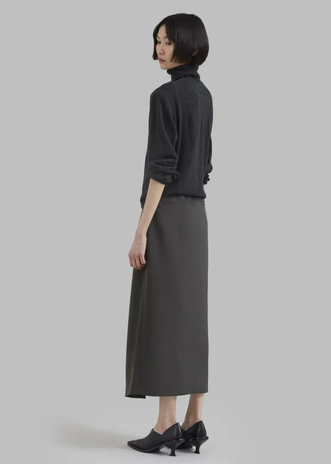 Women The Frankie Shop Bottoms Joy Side Slit Midi Skirt Charcoal