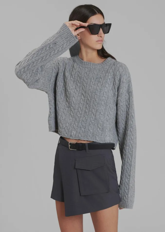 Women The Frankie Shop Bottoms Judy Pocket Skort Grey Melange