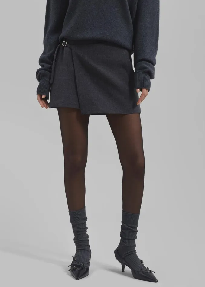 Women The Frankie Shop Bottoms Julie Wrap Mini Skort Charcoal
