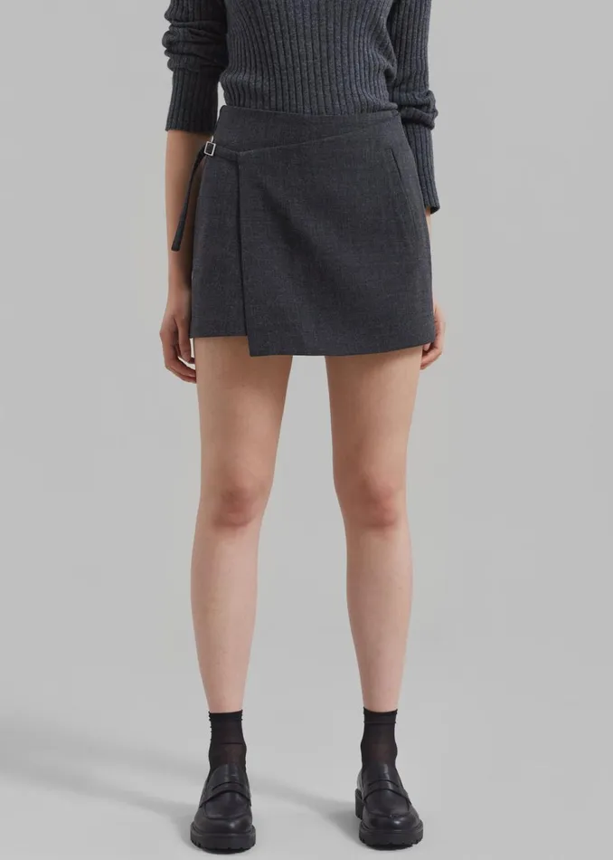 Women The Frankie Shop Bottoms Julie Wrap Mini Skort Charcoal