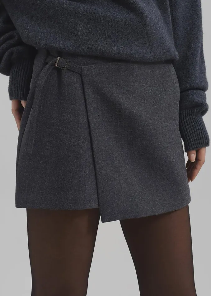 Women The Frankie Shop Bottoms Julie Wrap Mini Skort Charcoal