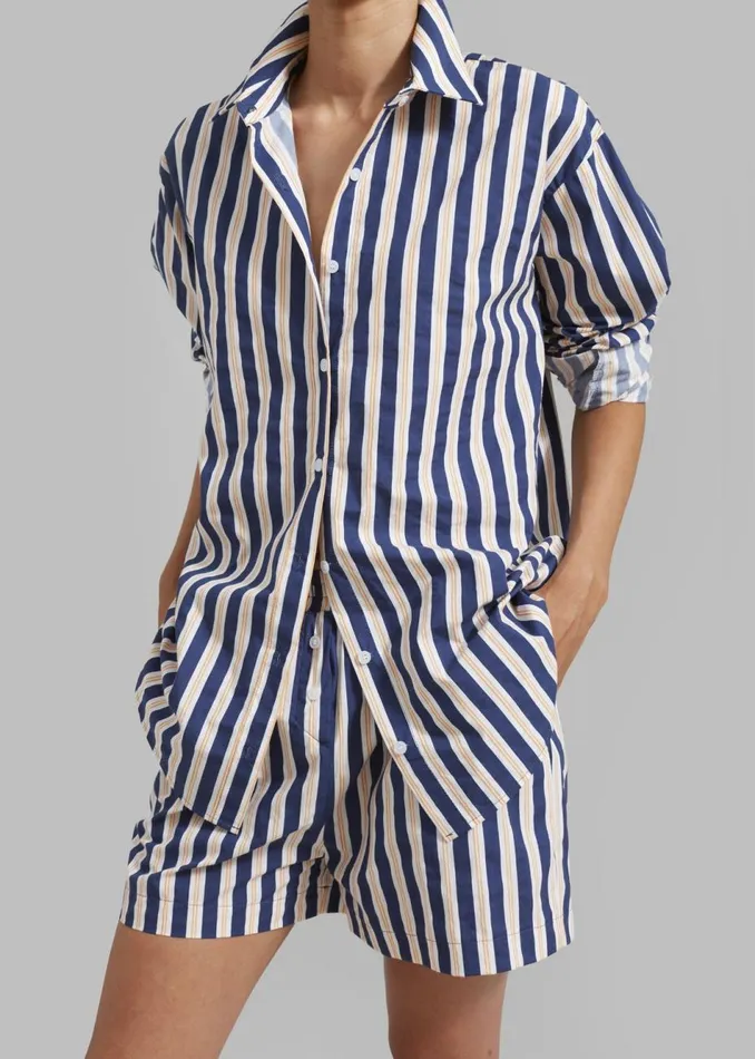 Women The Frankie Shop Bottoms Juno Boxer Shorts Navy Stripe