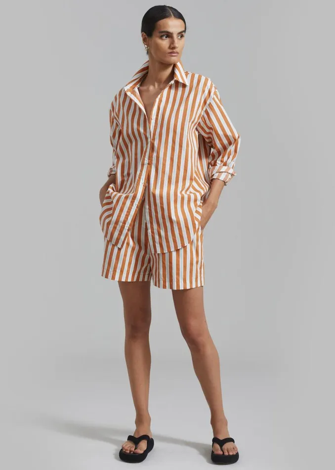 Women The Frankie Shop Bottoms Juno Boxer Shorts Orange Stripe