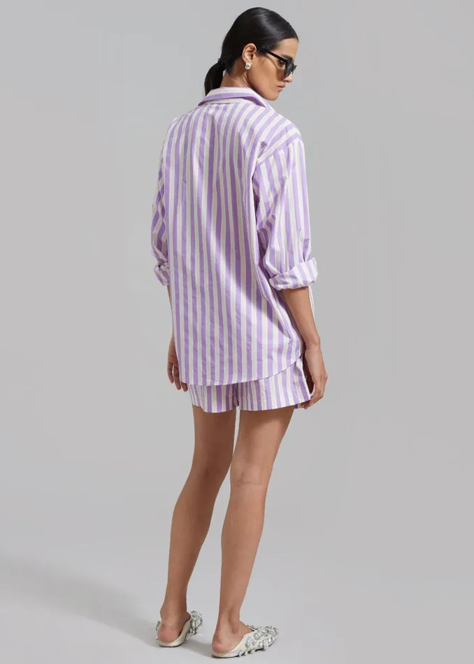 Women The Frankie Shop Bottoms Juno Boxer Shorts Violet Stripe