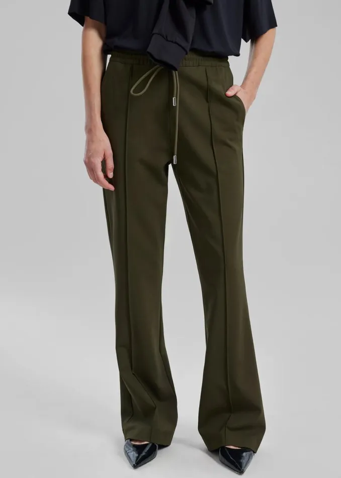 Women The Frankie Shop Bottoms JW Anderson Drawstring Waist Tailored Trousers Olive