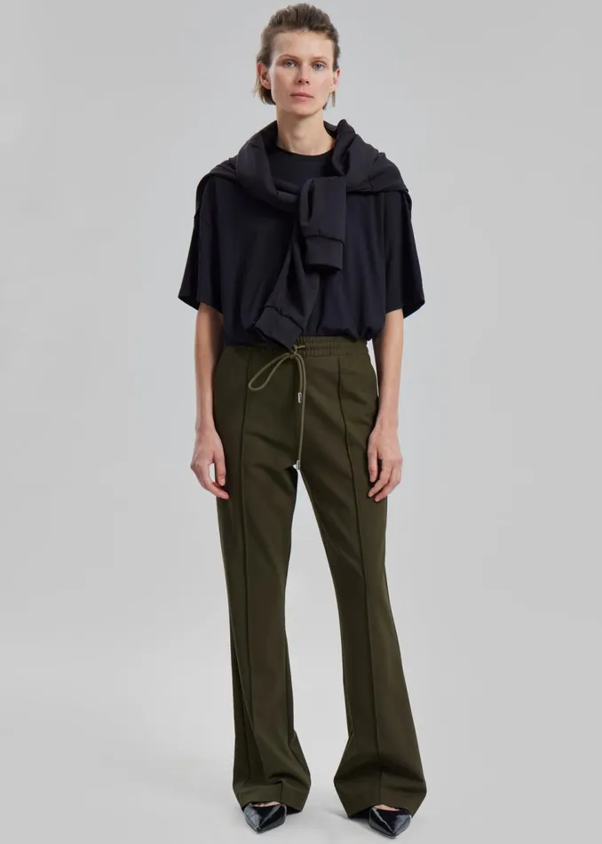 Women The Frankie Shop Bottoms JW Anderson Drawstring Waist Tailored Trousers Olive