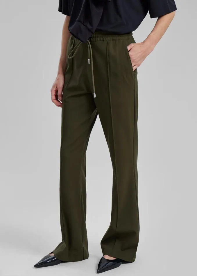 Women The Frankie Shop Bottoms JW Anderson Drawstring Waist Tailored Trousers Olive