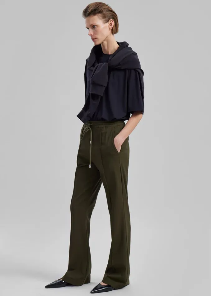 Women The Frankie Shop Bottoms JW Anderson Drawstring Waist Tailored Trousers Olive